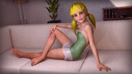 1girl 3dart barefeet blonde_hair clothed cute fanart Feet Panney_Gadget Penny pinup // 3840x2160 // 955KB